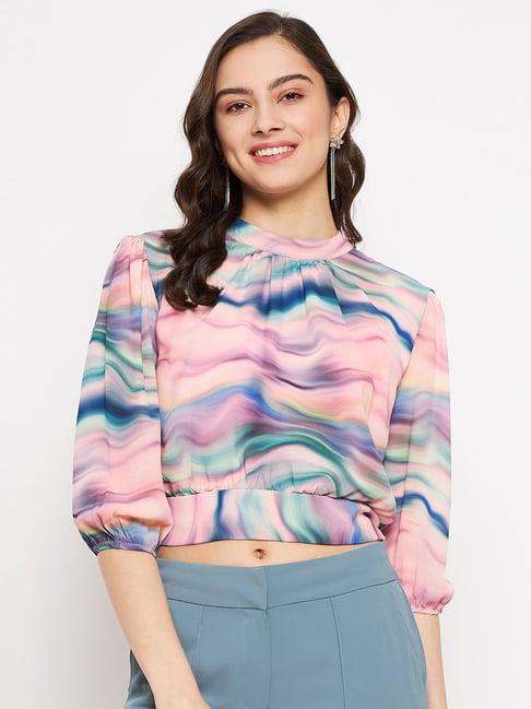 madame pink printed crop top