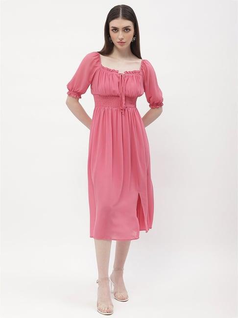 madame pink regular fit midi dress