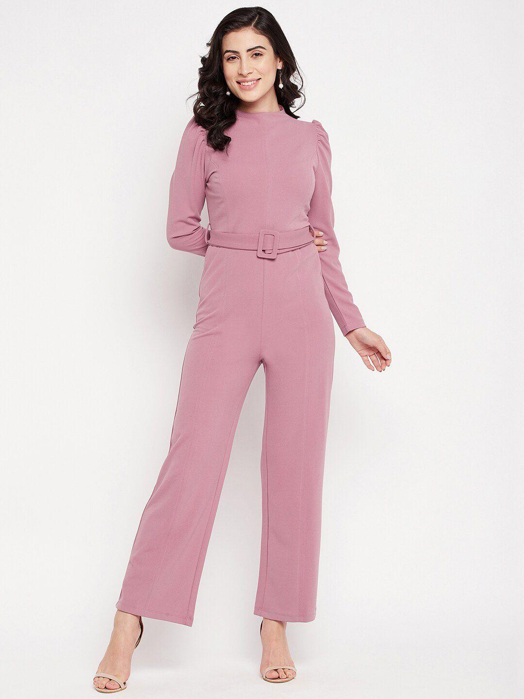 madame pink solid basic jumpsuit