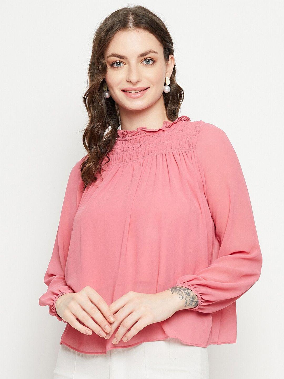 madame puff sleeves smocked detailed regular top