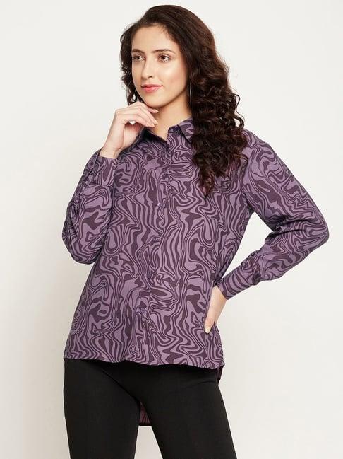 madame purple printed regular fit shirt