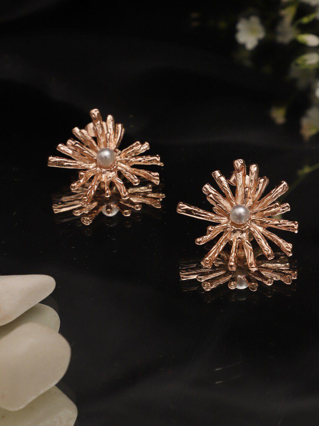 madame rose gold-plated contemporary studs earrings