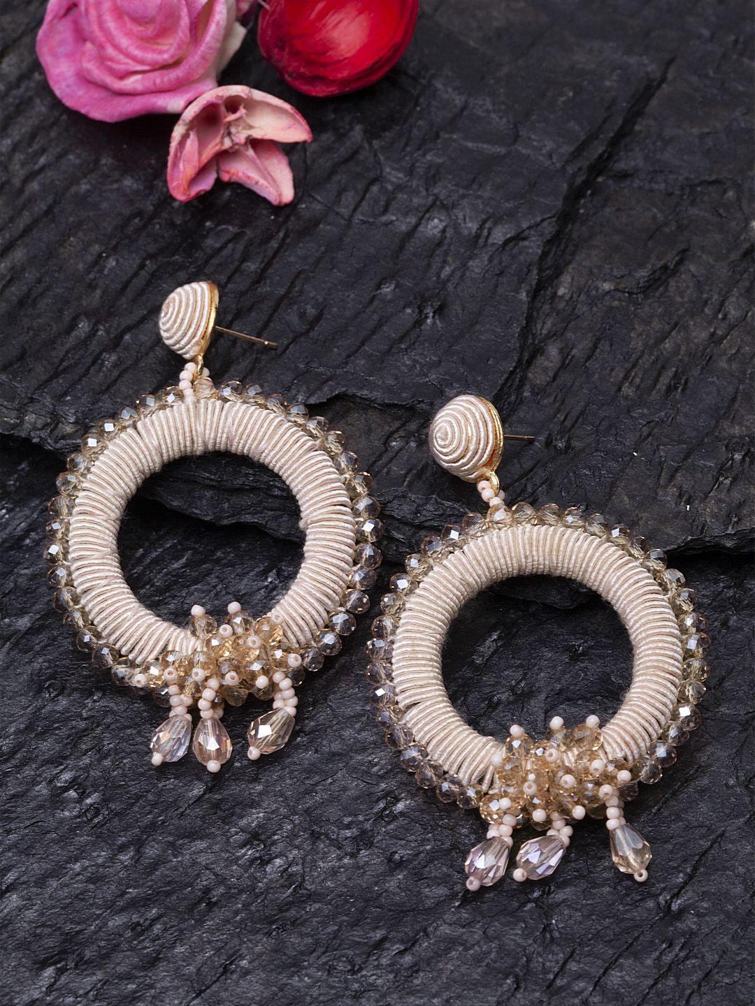 madame rose gold plated handcrafted circular drop earrings
