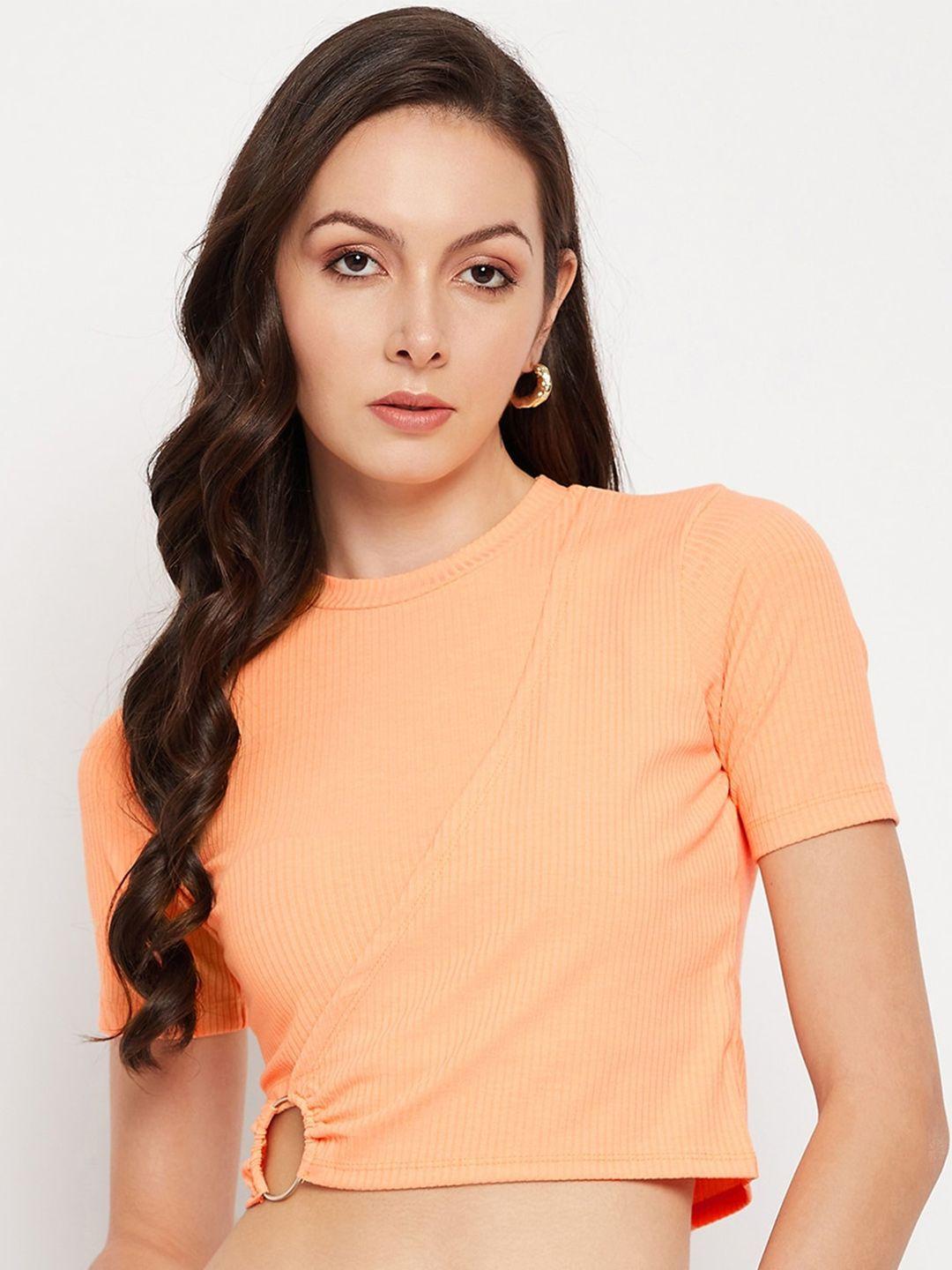 madame round neck cotton crop top