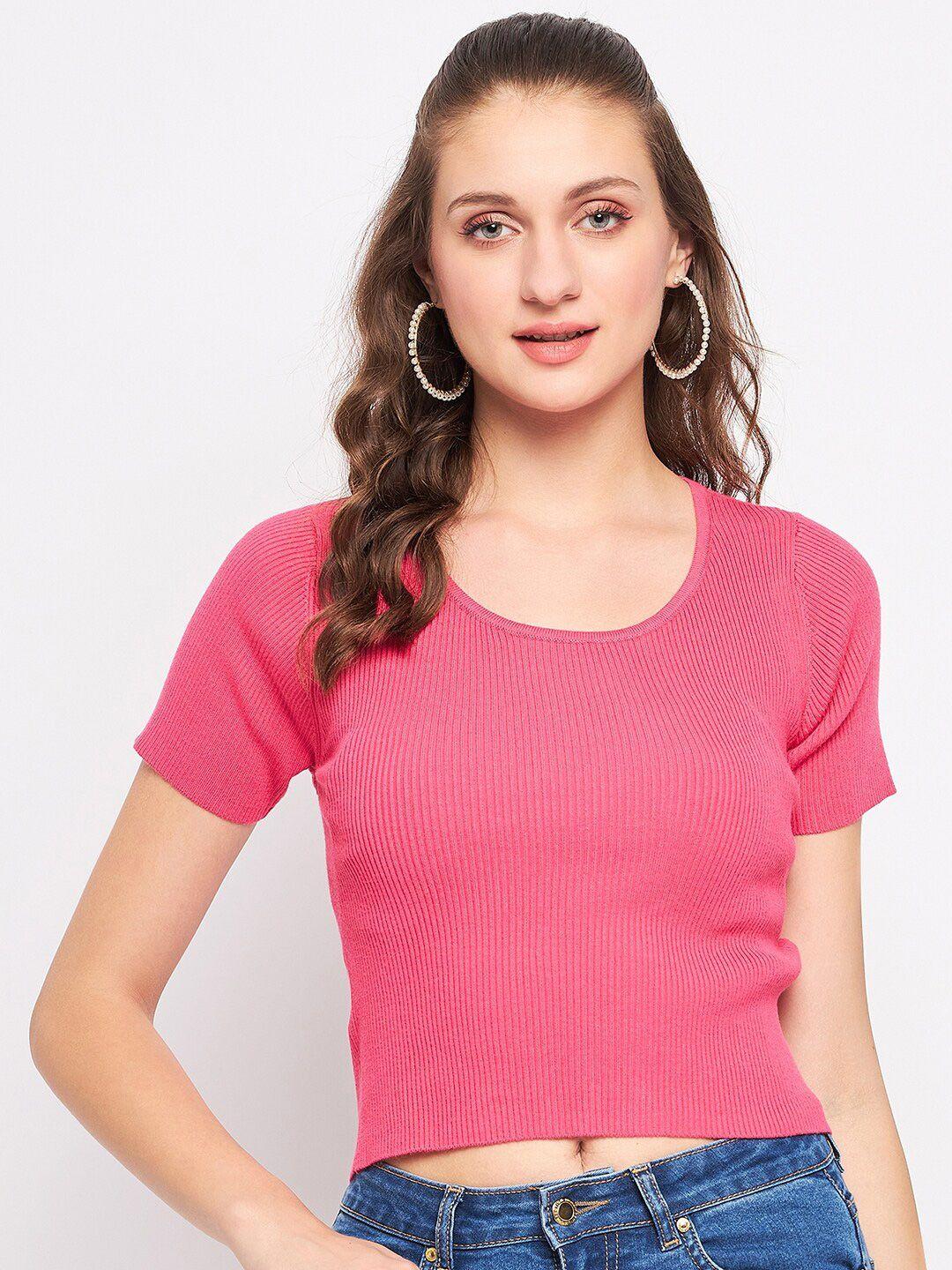 madame round neck fitted crop top