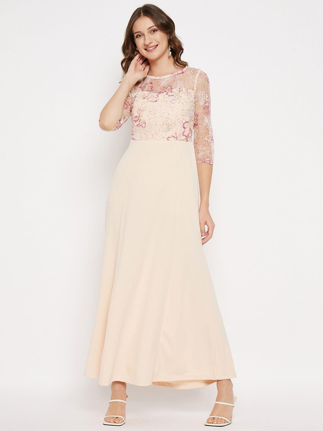 madame round neck sequined embellished maxi dress