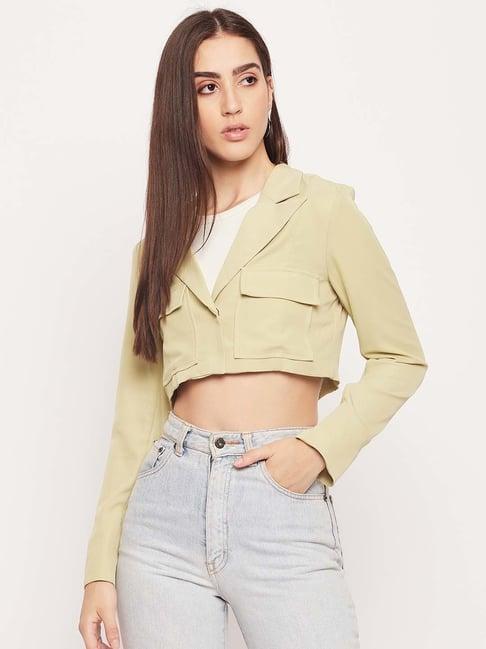 madame sage green cotton cropped jacket