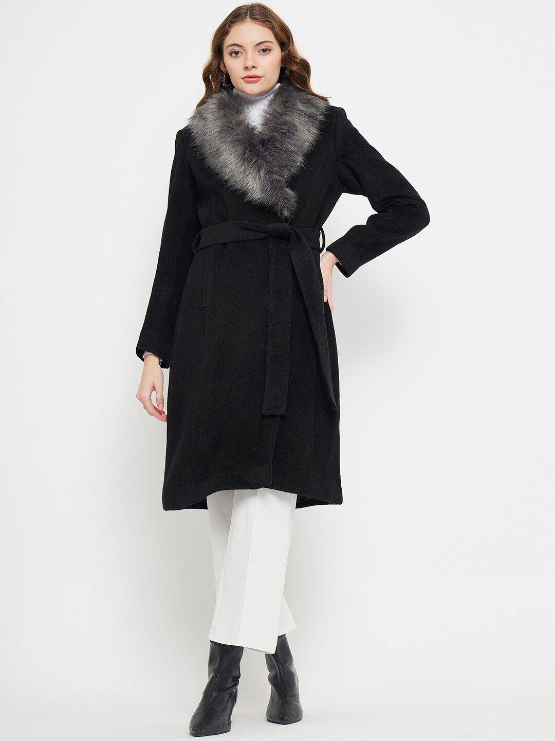 madame shawl collar long sleeves tie-ups overcoat