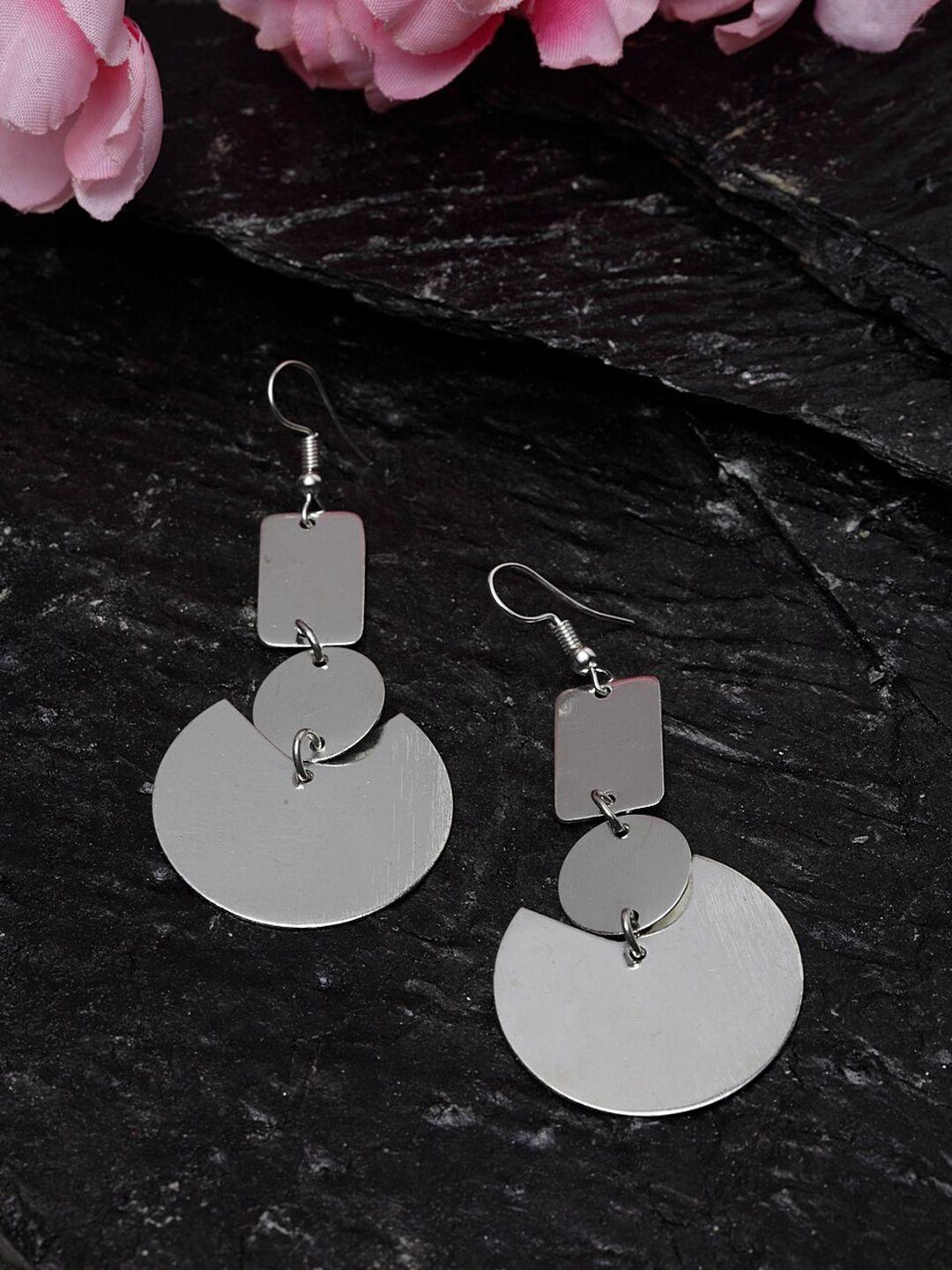 madame silver-plated geometric drop earrings