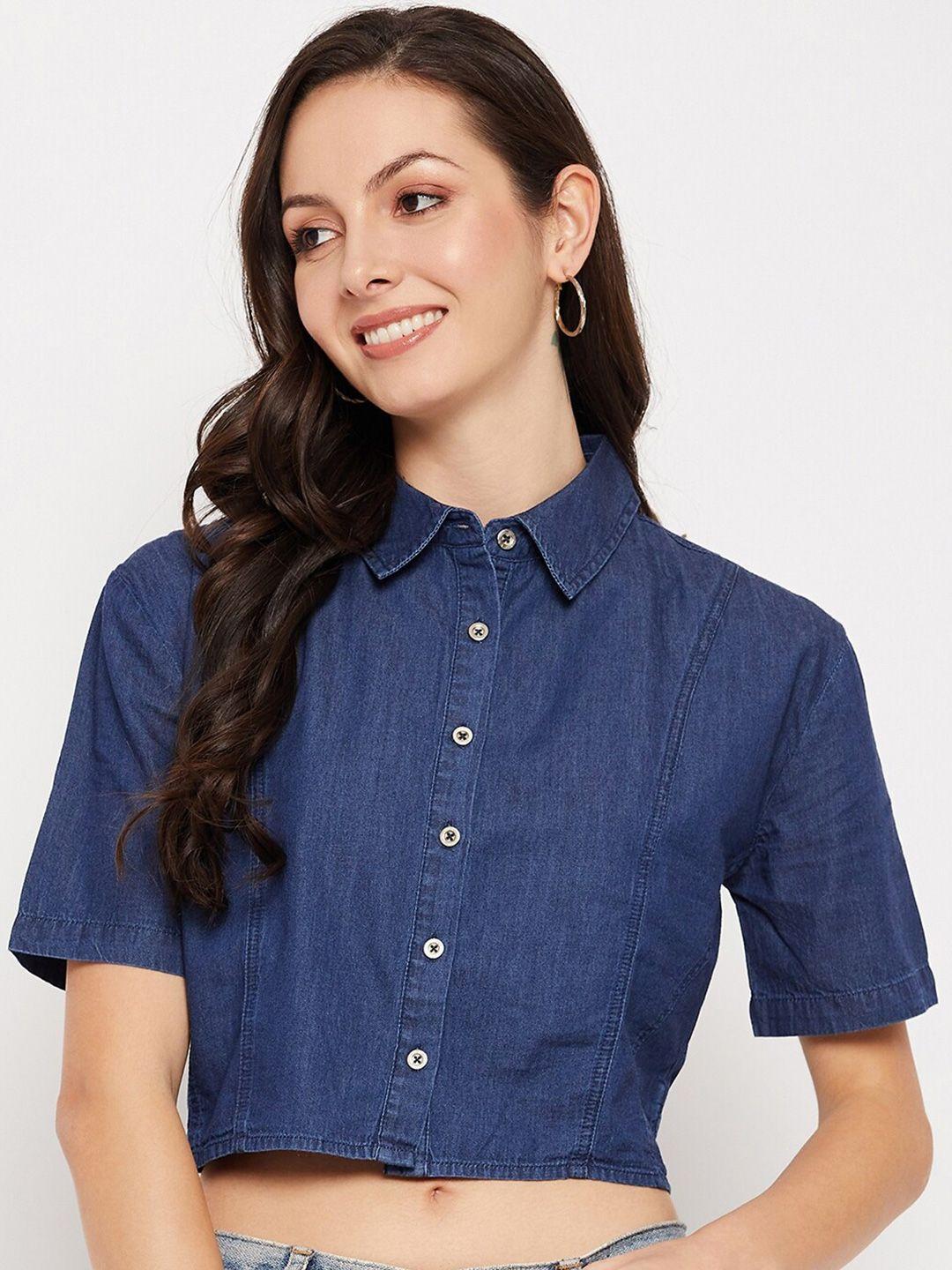 madame spread collar crop shirt