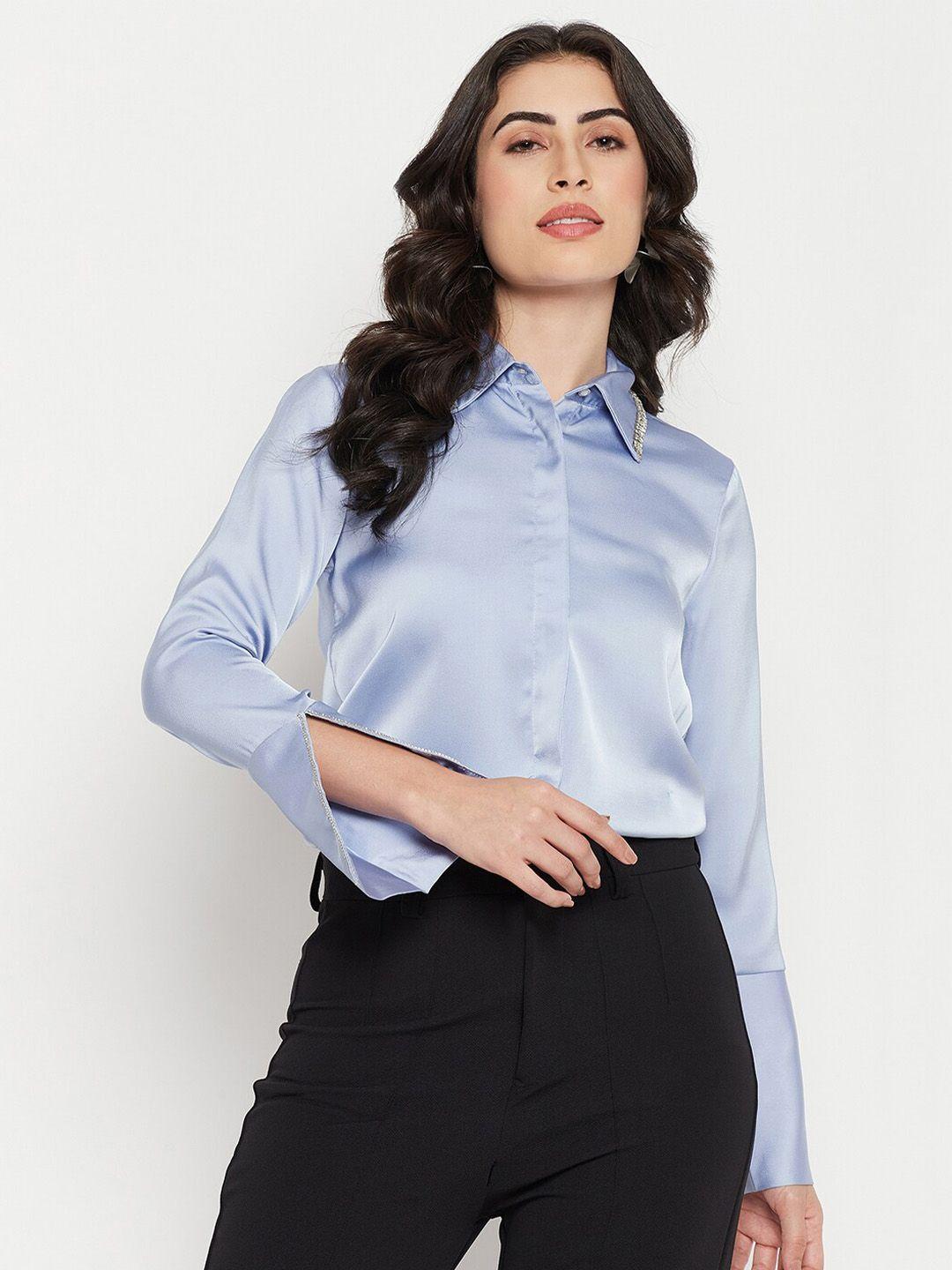 madame spread collar embellished casual shirt