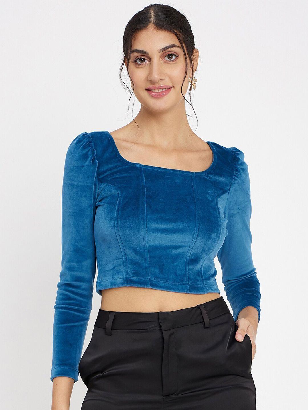 madame square neck puff sleeves crop top