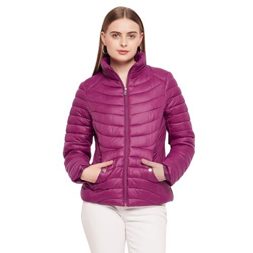 madame stand collar purple quilted jacket