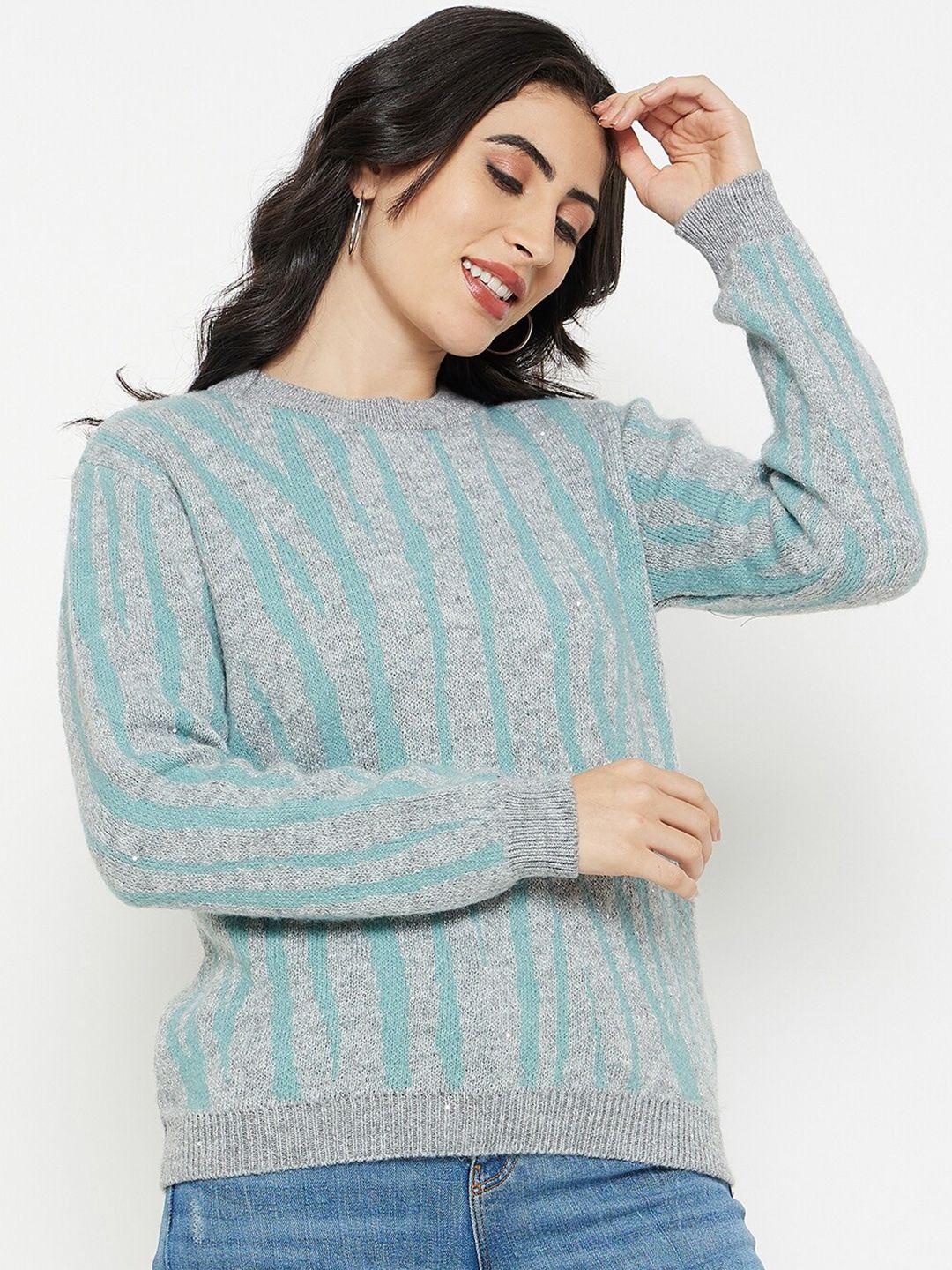 madame striped round neck pullover