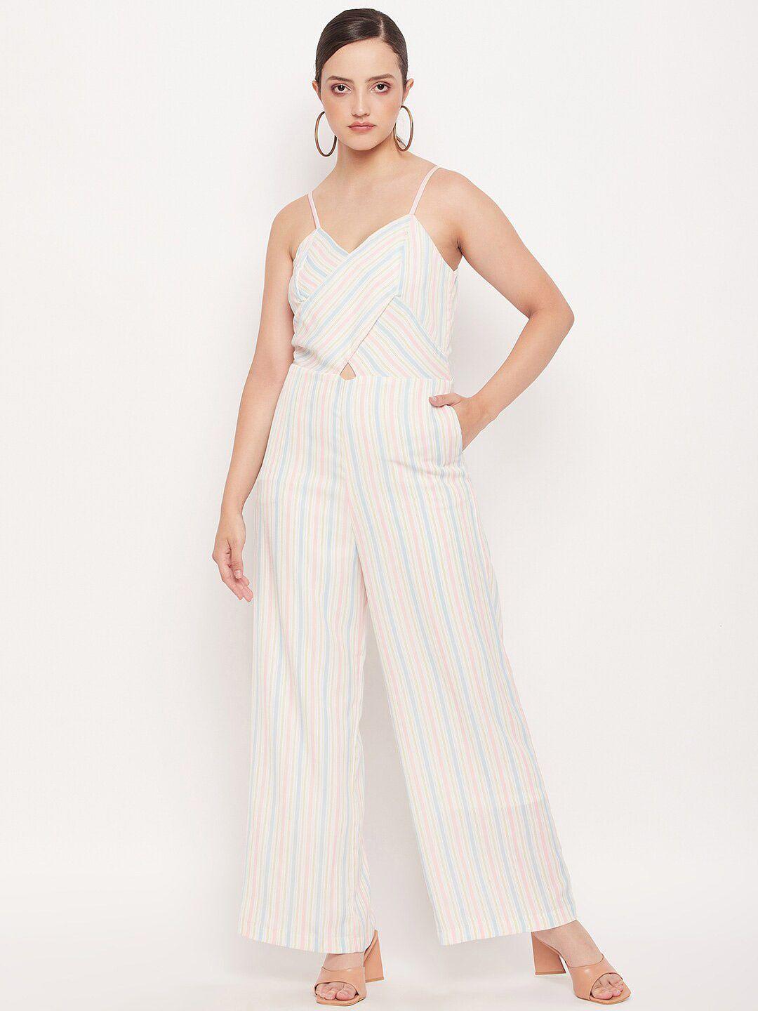 madame striped sleeveless basic jumpsuit