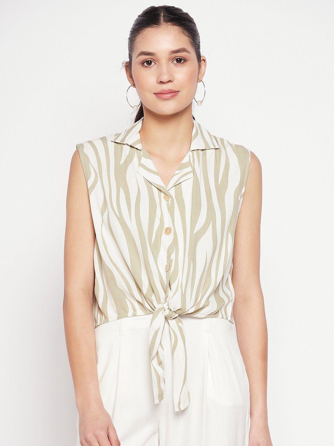 madame striped tie-up shirt style top
