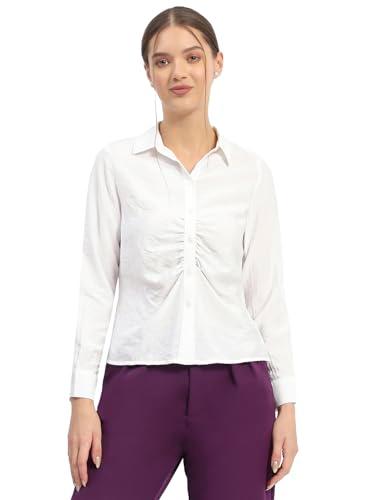 madame textured white ruched shirt