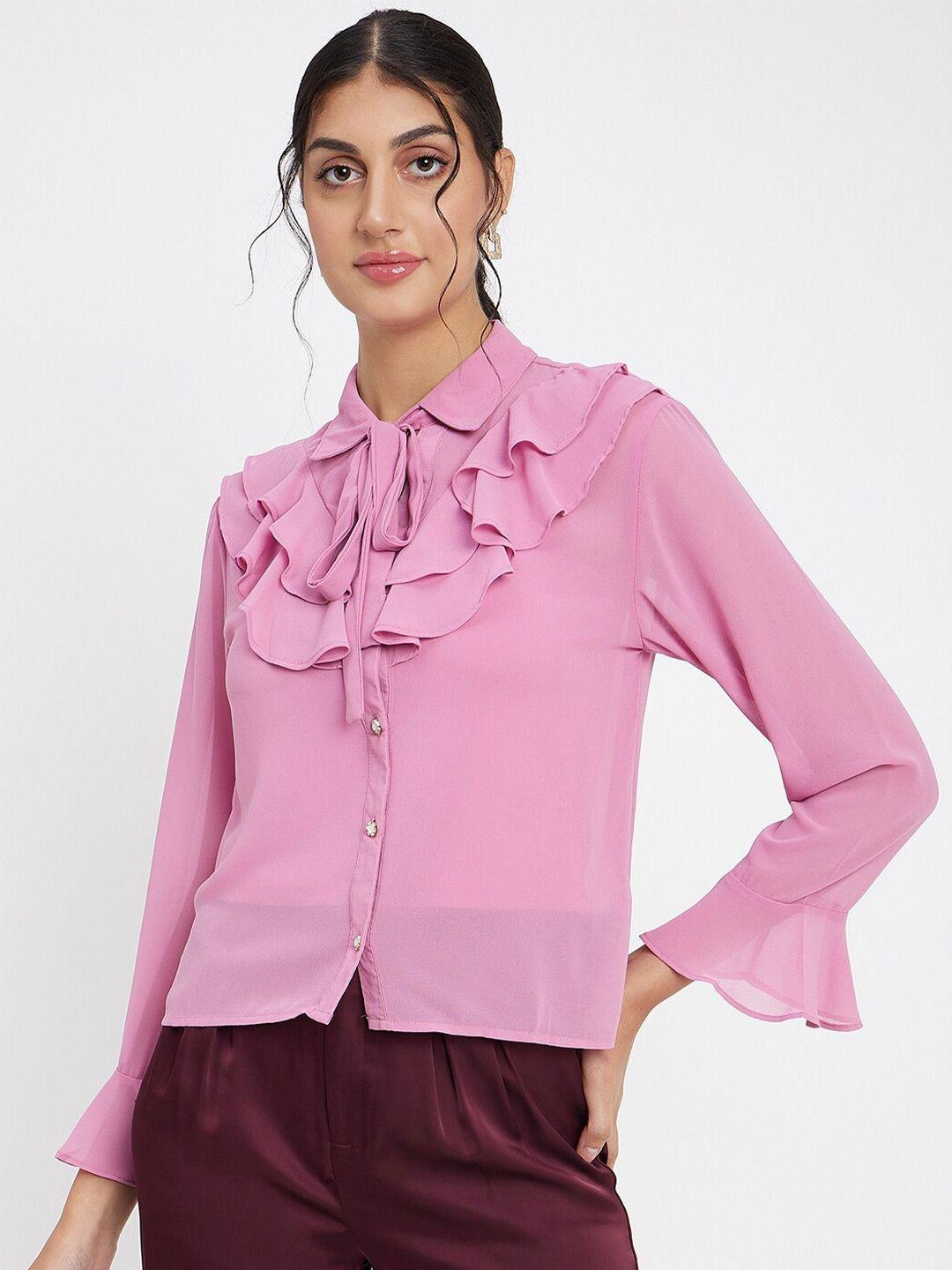 madame tie up neck shirt style top