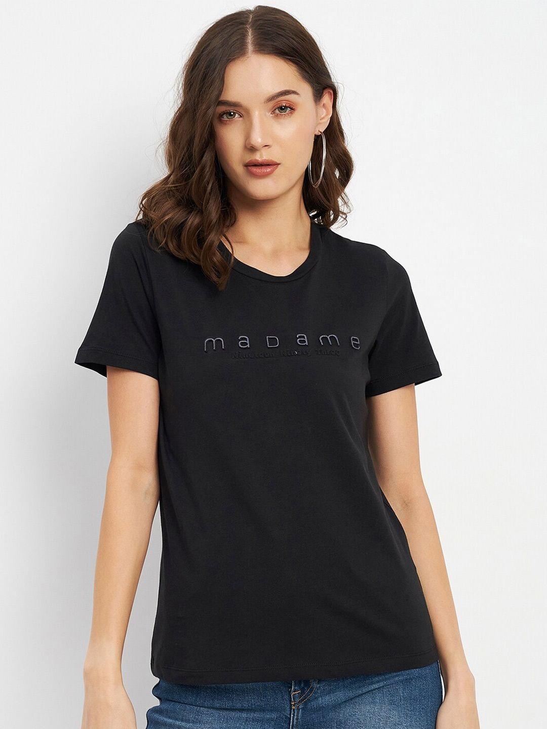 madame typography printed round neck t-shirt