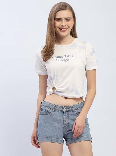 madame white printed crop top