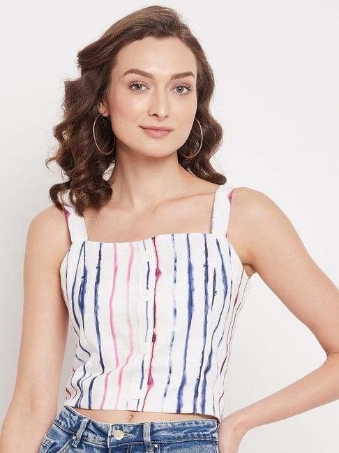 madame white striped top