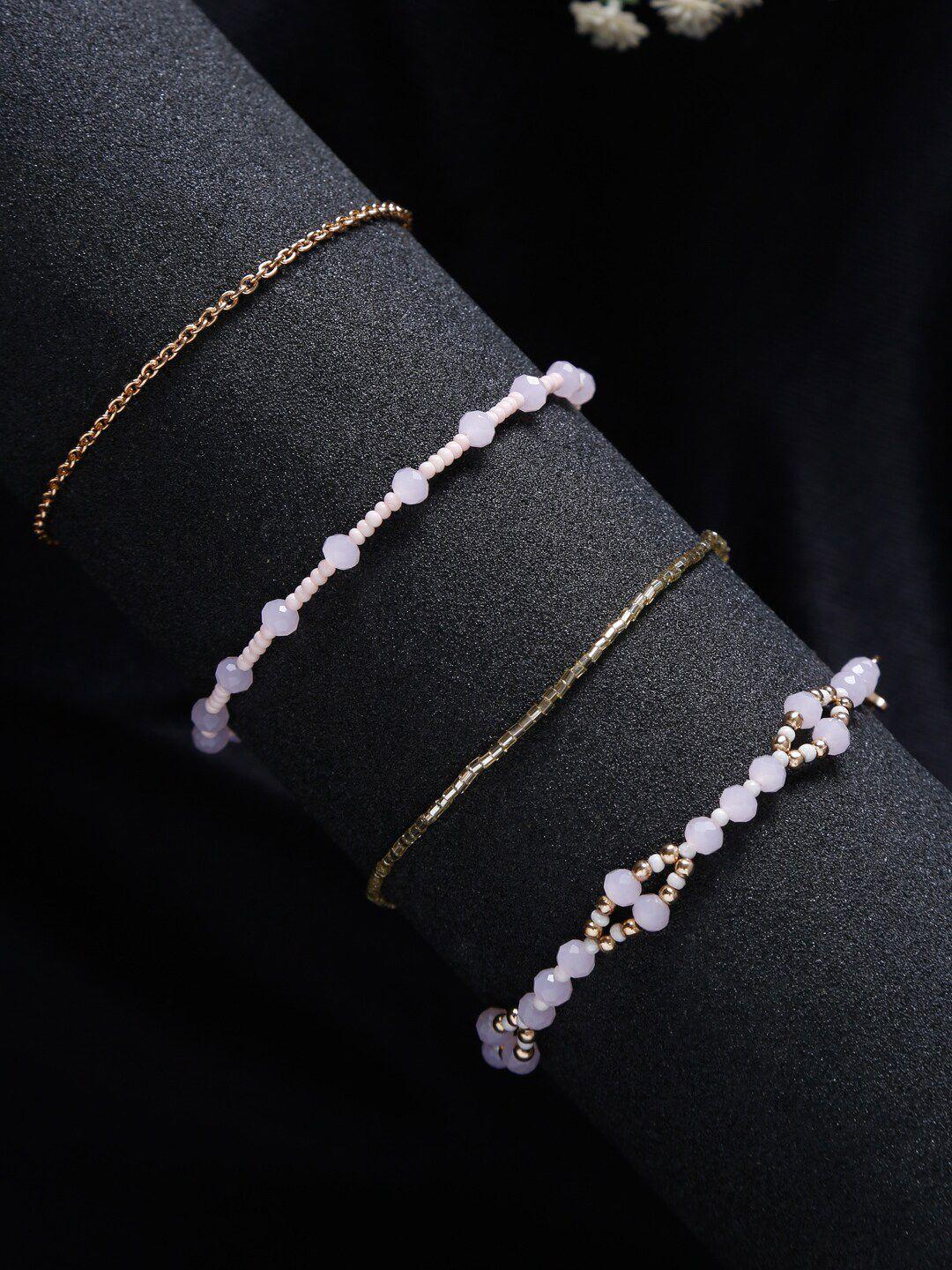 madame women 4 rose gold & purple rose gold-plated link bracelet