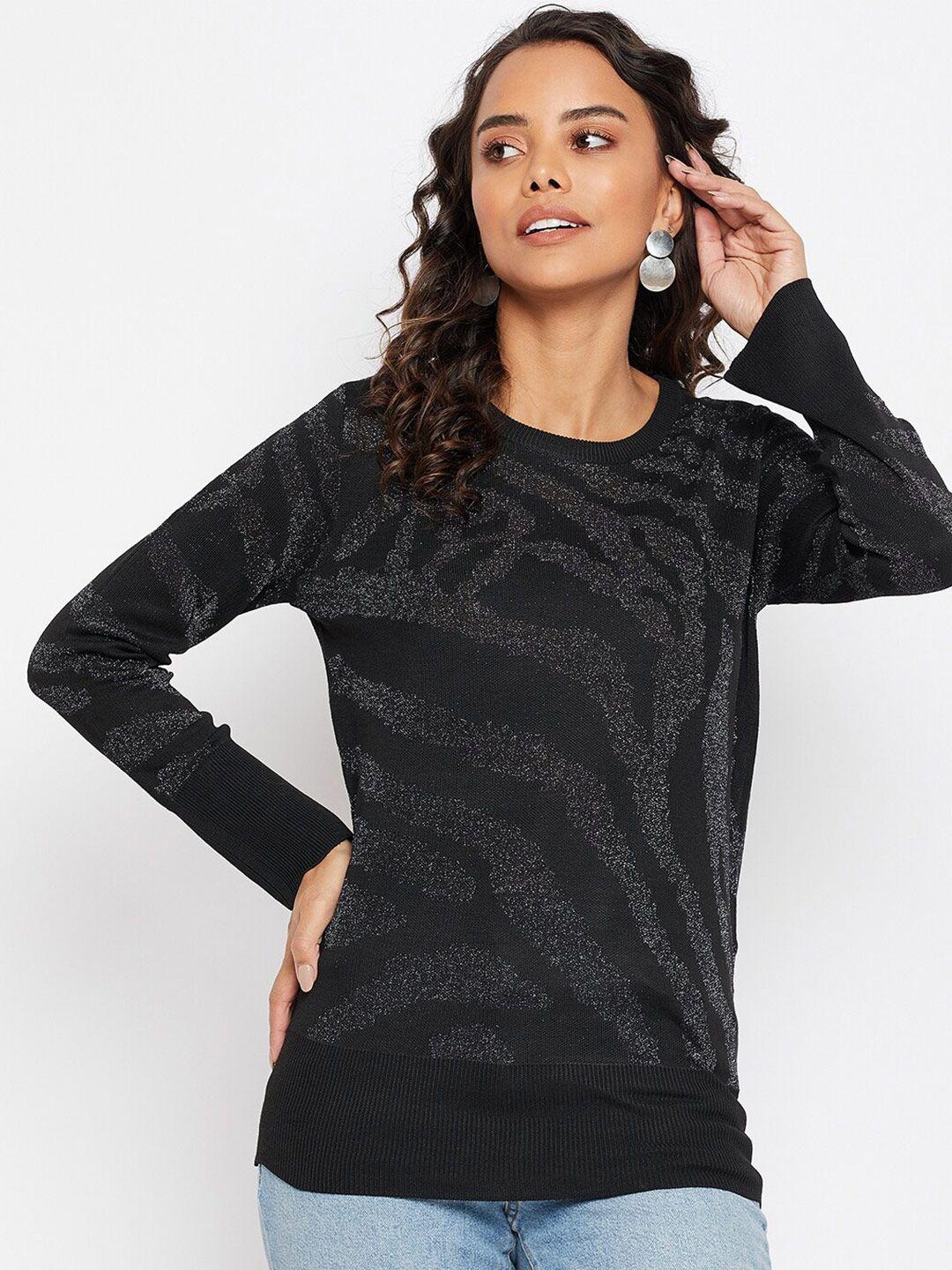 madame women black & grey print top