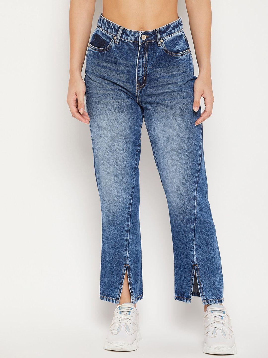 madame women blue high-rise heavy fade jeans