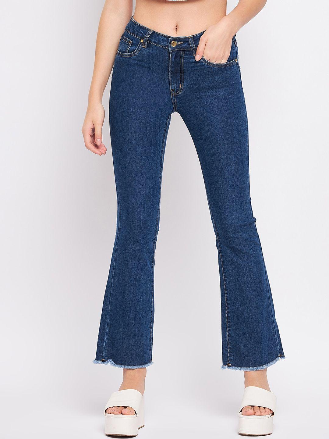 madame women bootcut mid-rise light fade cotton jeans