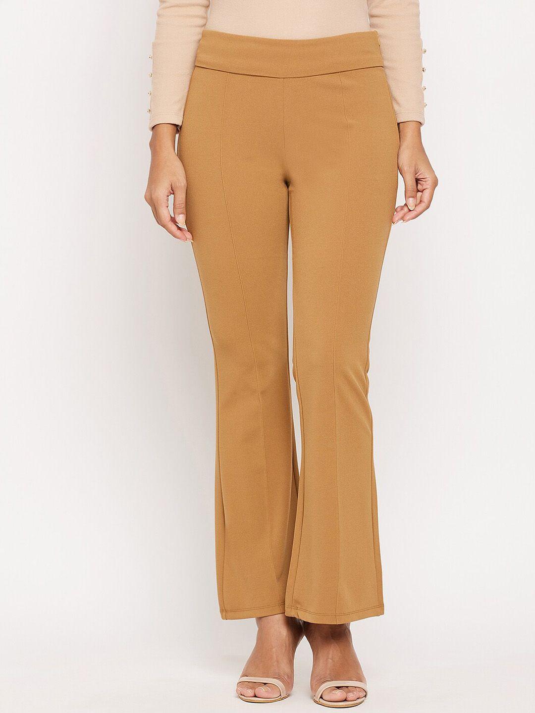 madame women camel brown trousers