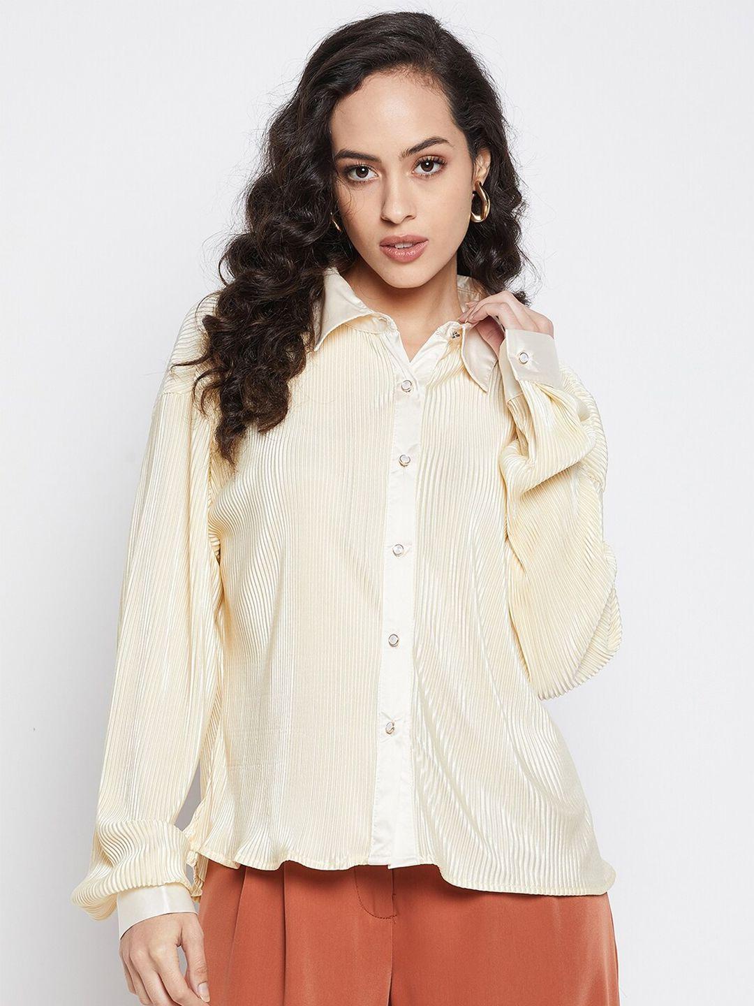 madame women cream-coloured casual shirt