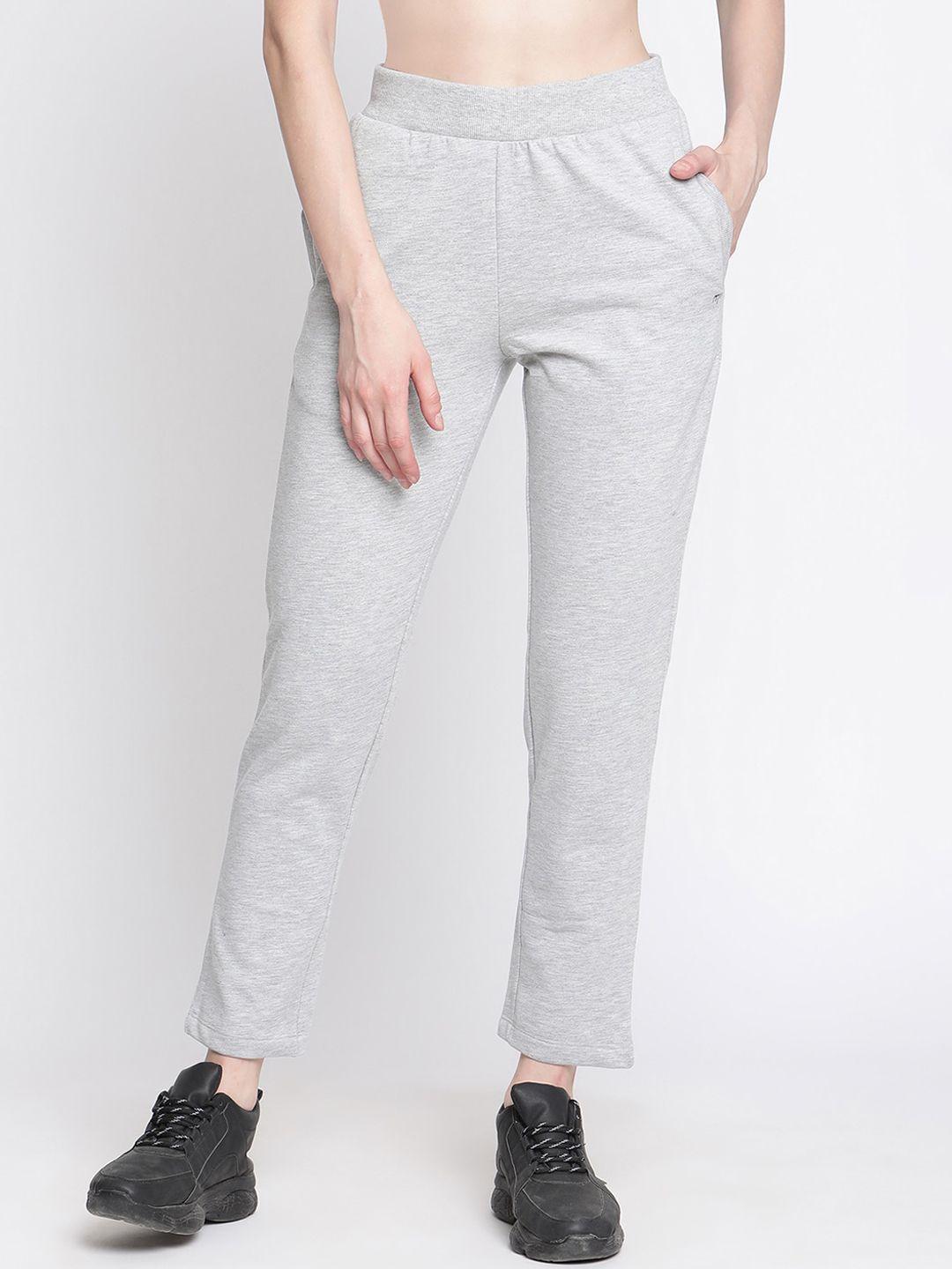 madame women grey solid cotton track pants