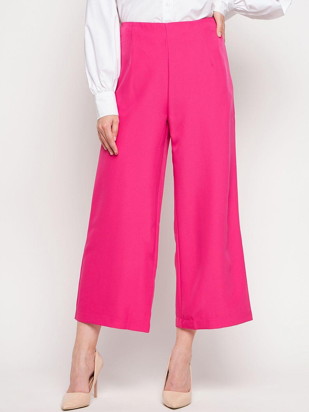 madame women high-rise regular fit casual parallel trousers