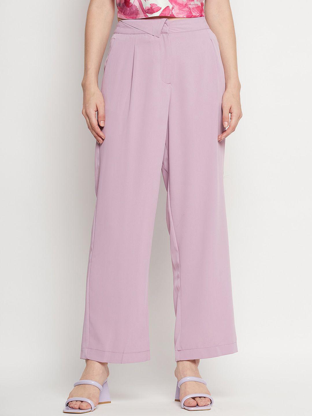 madame women loose fit pleated parallel trousers