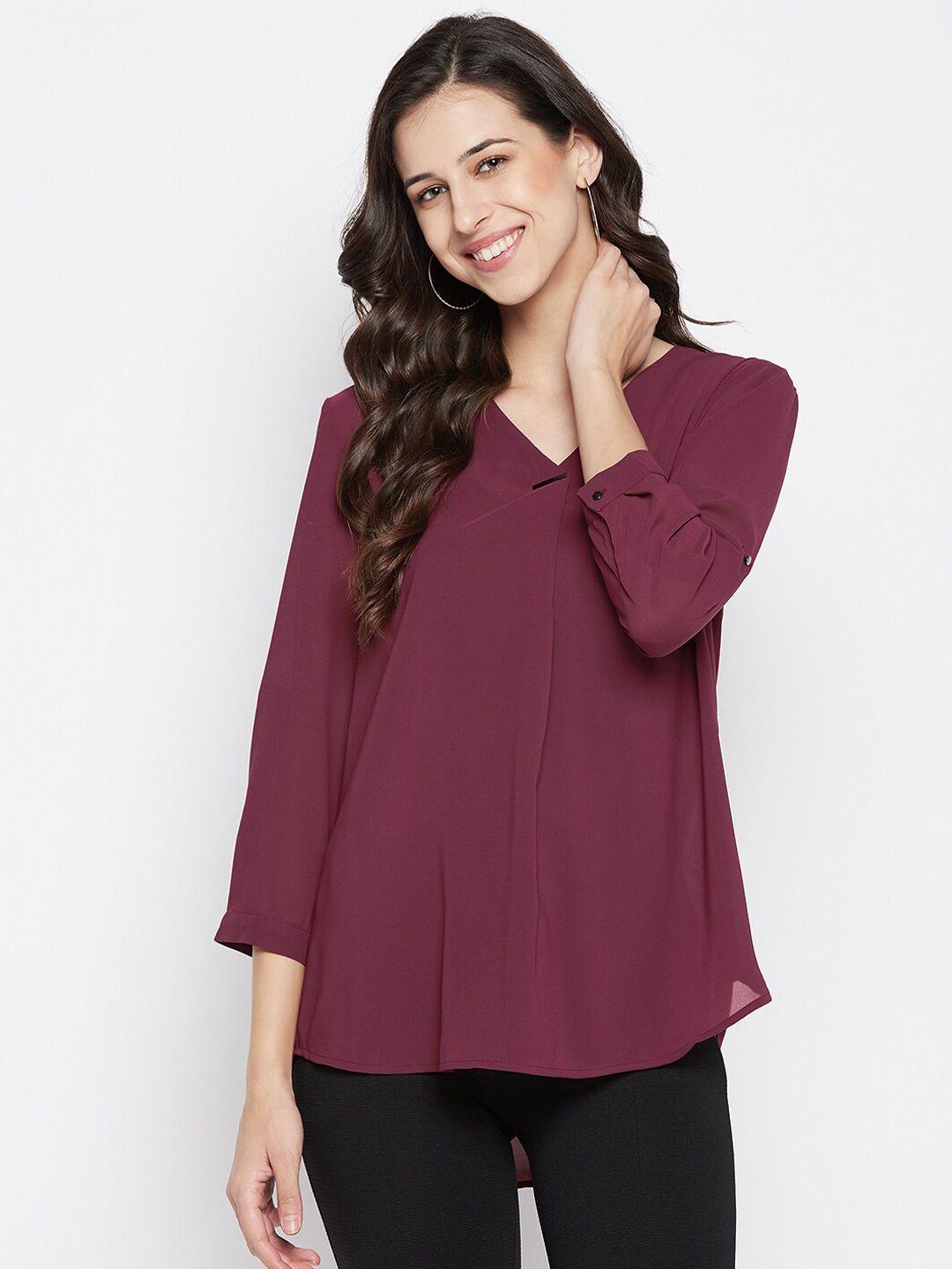 madame women mauve solid a-line top