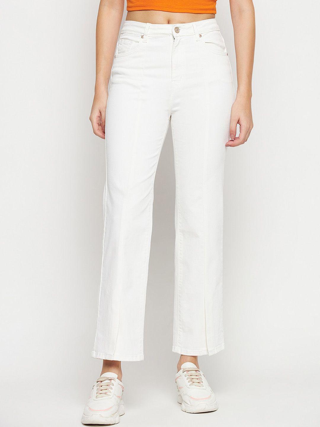 madame women mid rise clean look cotton cropped jeans