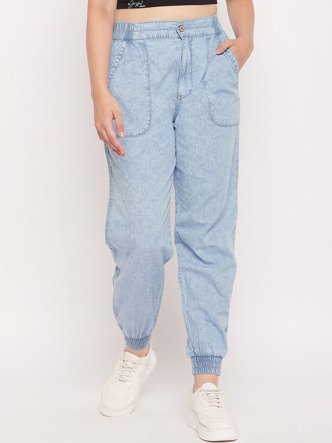 madame women mid-rise clean look cotton joggers