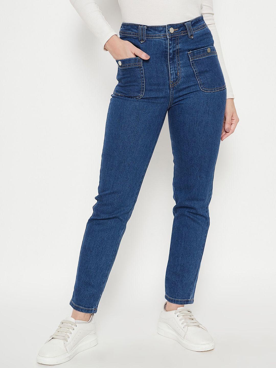 madame women mid rise clean look stretchable jeans