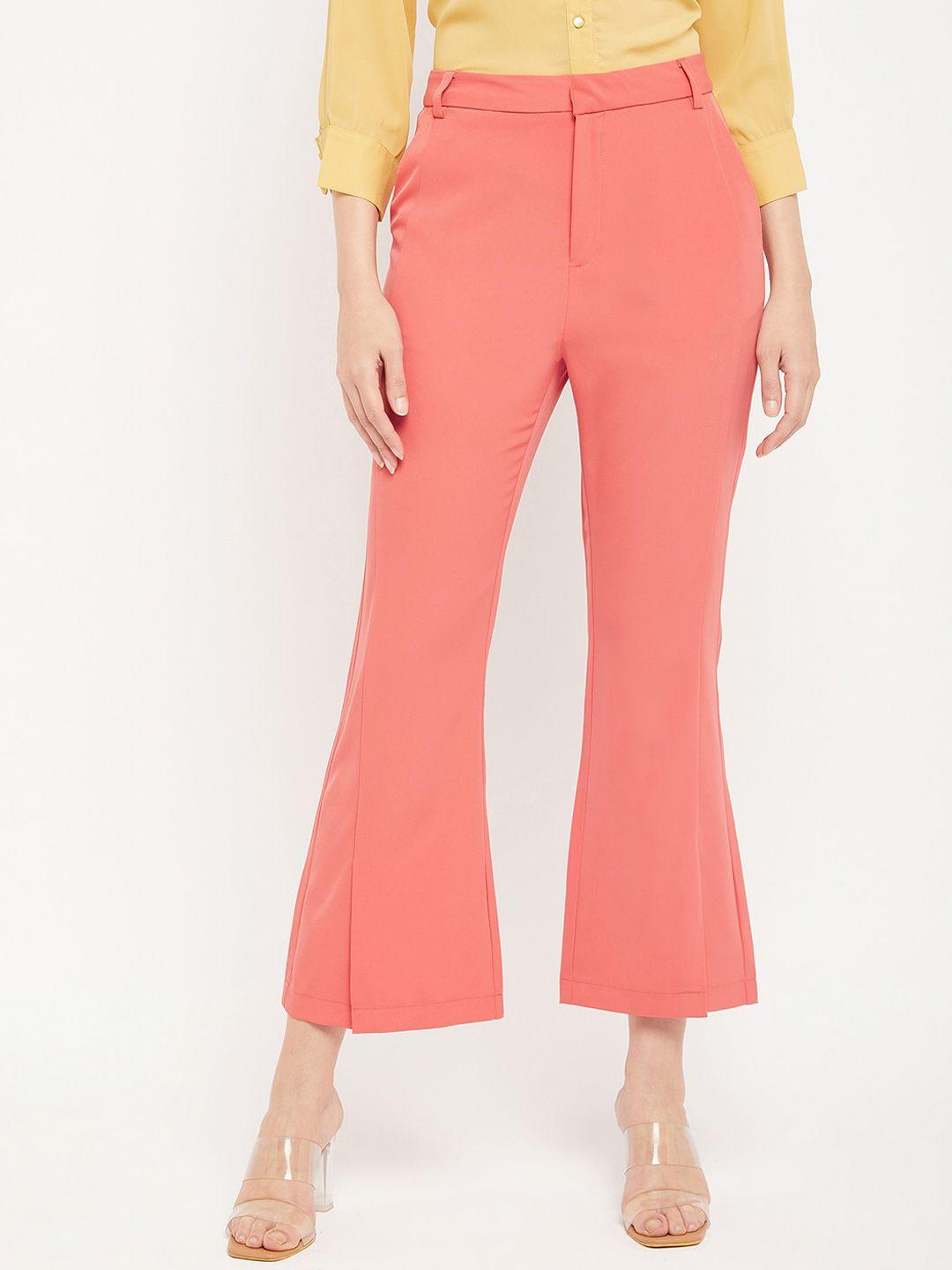 madame women mid-rise cotton bootcut trousers