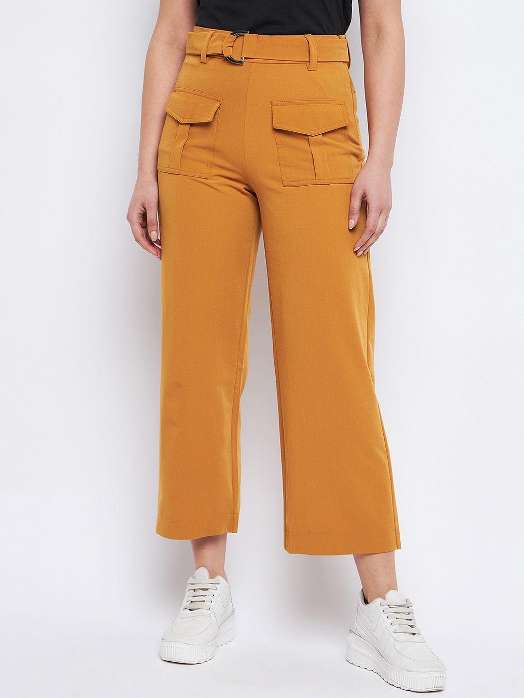 madame women mid rise cropped culottes trousers