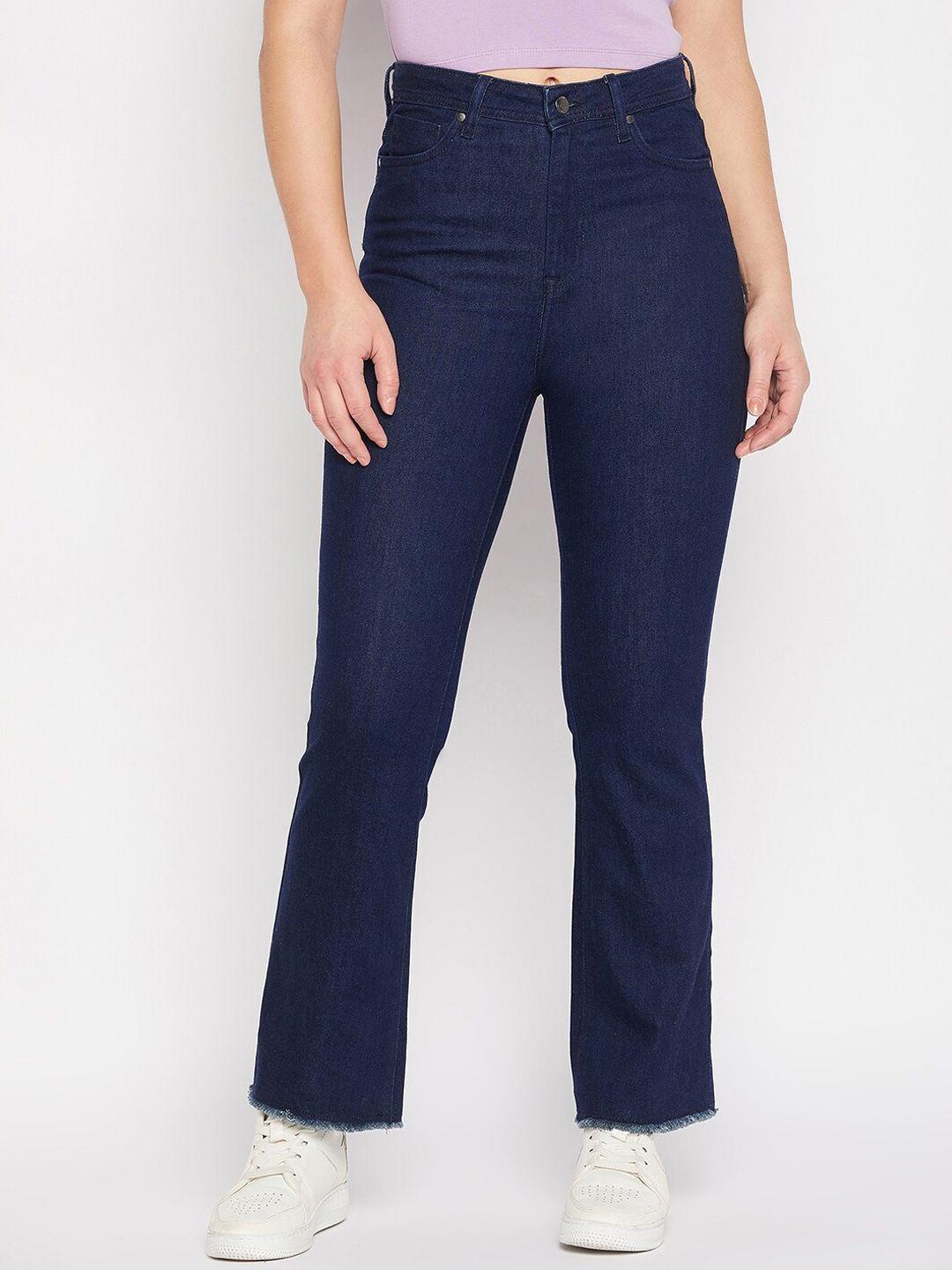 madame women mid-rise frayed denim cotton jeans