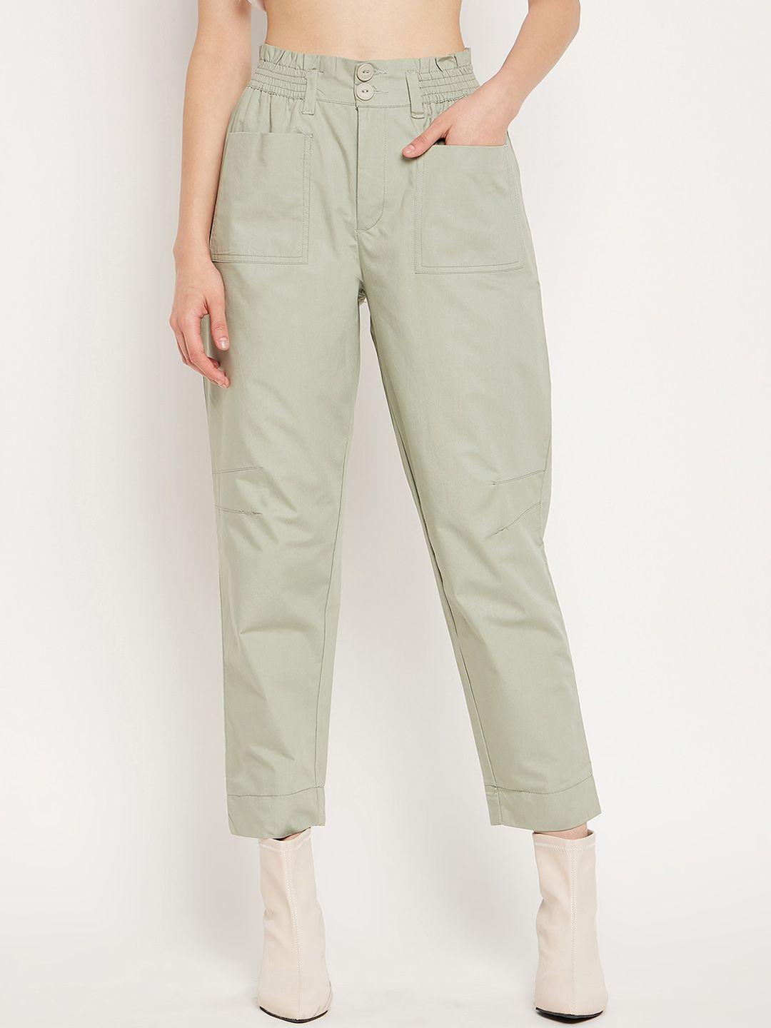 madame women mid-rise pure cotton trousers