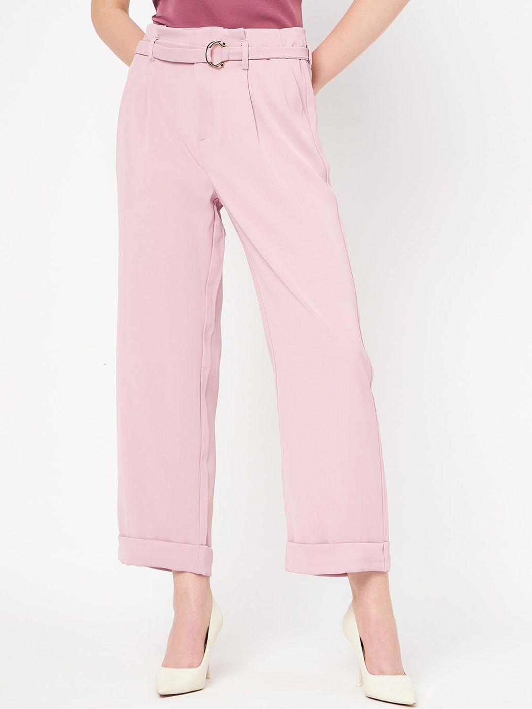madame women pleated cotton parallel trousers