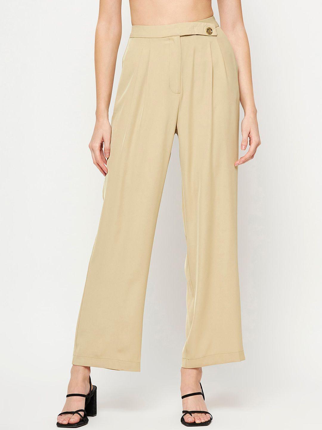 madame women pleated cropped parallel trousers