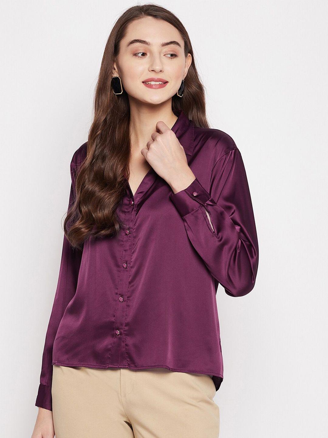 madame women purple casual shirt