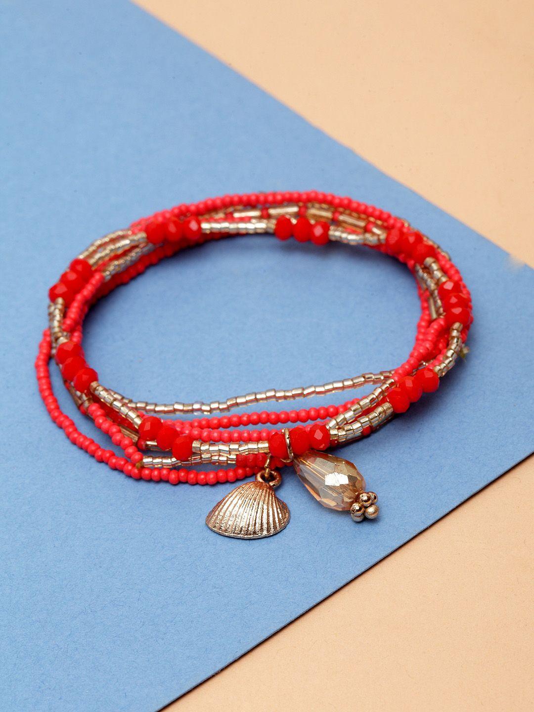 madame women red bracelet gold-plated elasticated bracelet