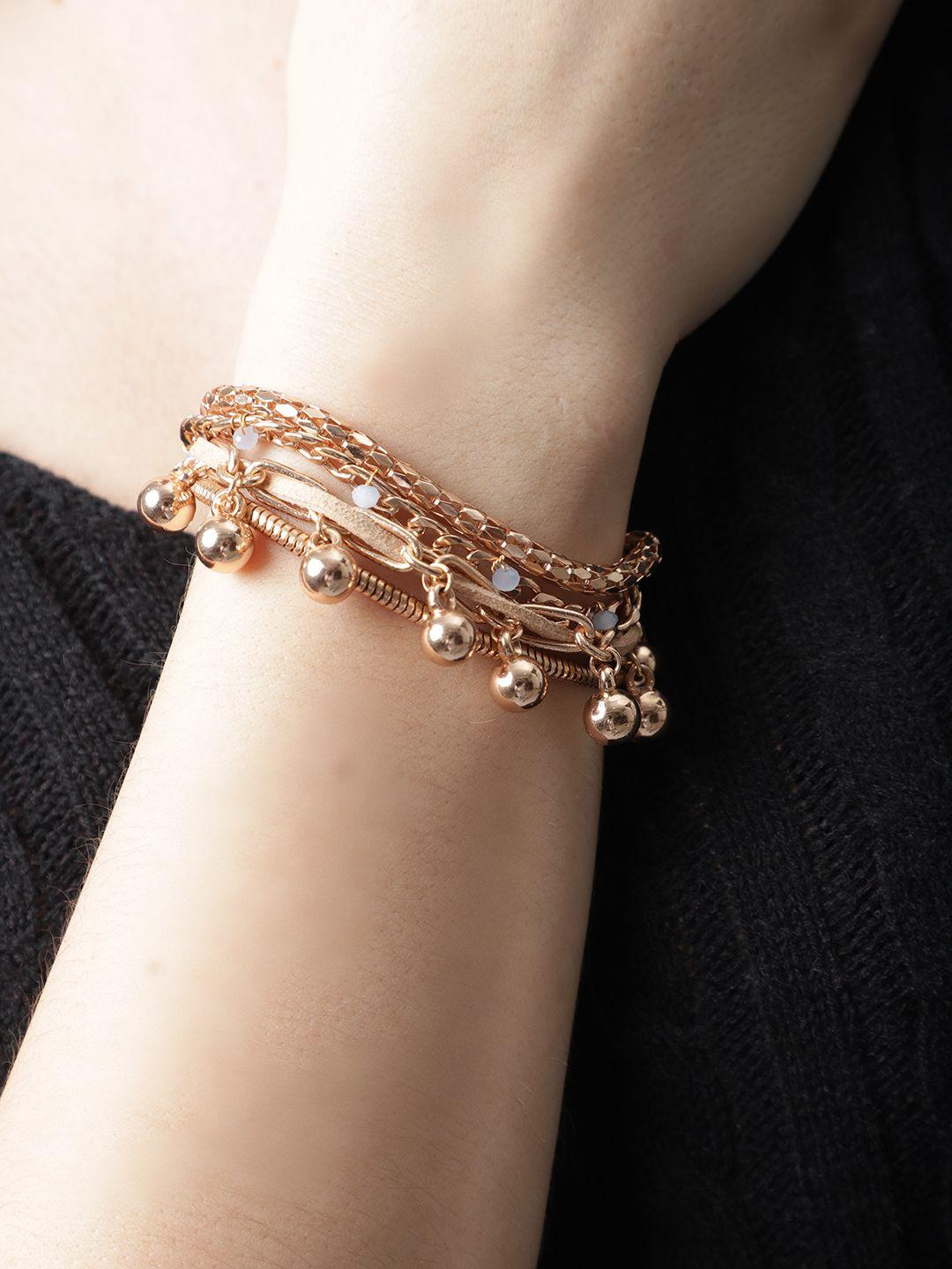 madame women rose gold handcrafted rose gold-plated link bracelet