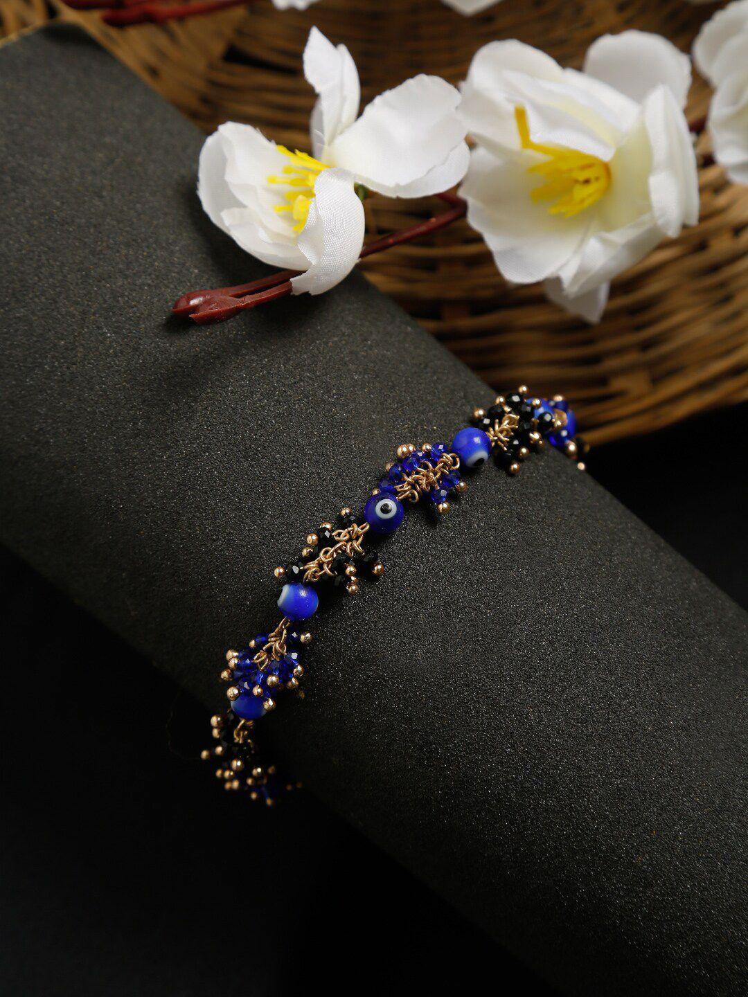 madame women rose gold-toned & blue evil eye anklet