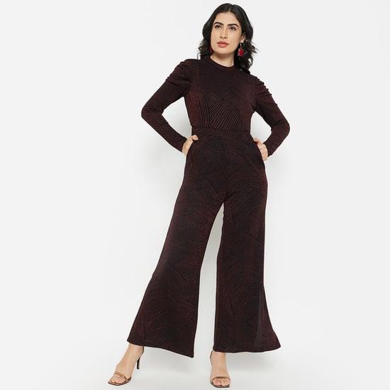 madame women shimmer round neck jumpsuit