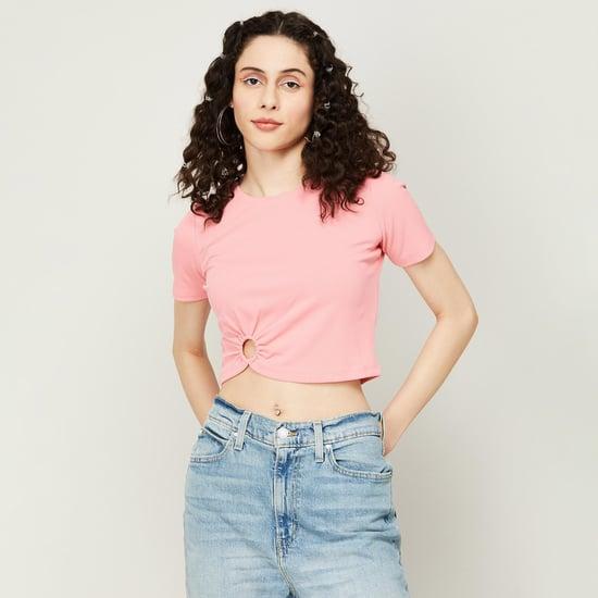 madame women solid crop top